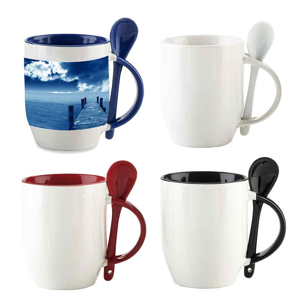 Mug Cerámica para Sublimación con Cuchara 11 oz PRECIO NETO